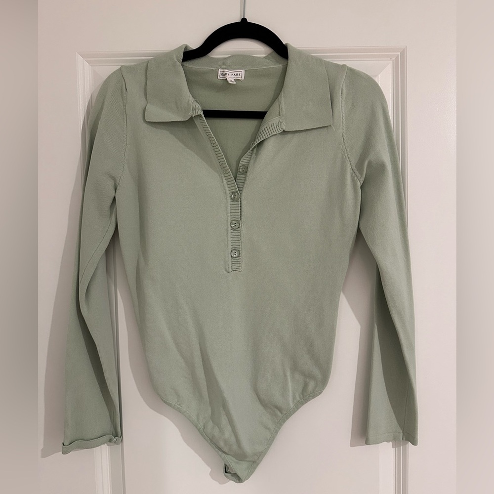 Long sleeve green collared body suit